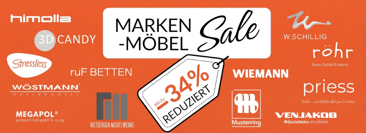 Markenmöbel von über 50 Herstellern – bis zu 34 % günstiger
